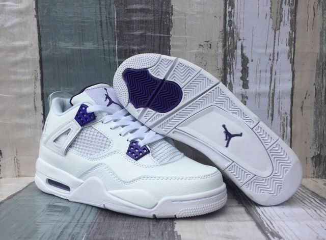 Air Jordan 4 White Purple Men Basketball Shoes AJ4 Retro-57 - Click Image to Close
